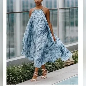 オールインワン・サロペット Michael Kors Pleated Maxi Dress With High Neckline Floral Print Pleated Crepe Halter Jumpsuit | Michael Kors [US]
